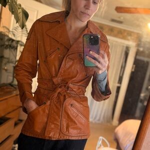 Burnt Orange Leather Coat